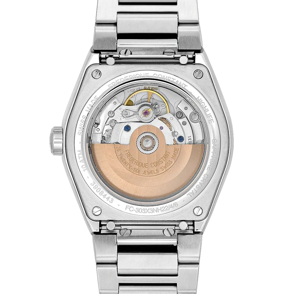 Frederique Constant automatisk herreklokke med stållenke og skinnrem