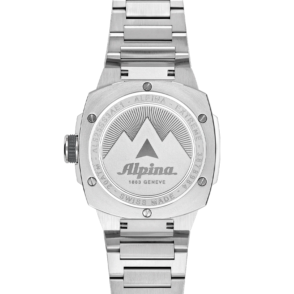 Alpina herreklokke i størrelse 39 x 40.5 mm i titan med sølvfarget skive. 200 meter vanntett.