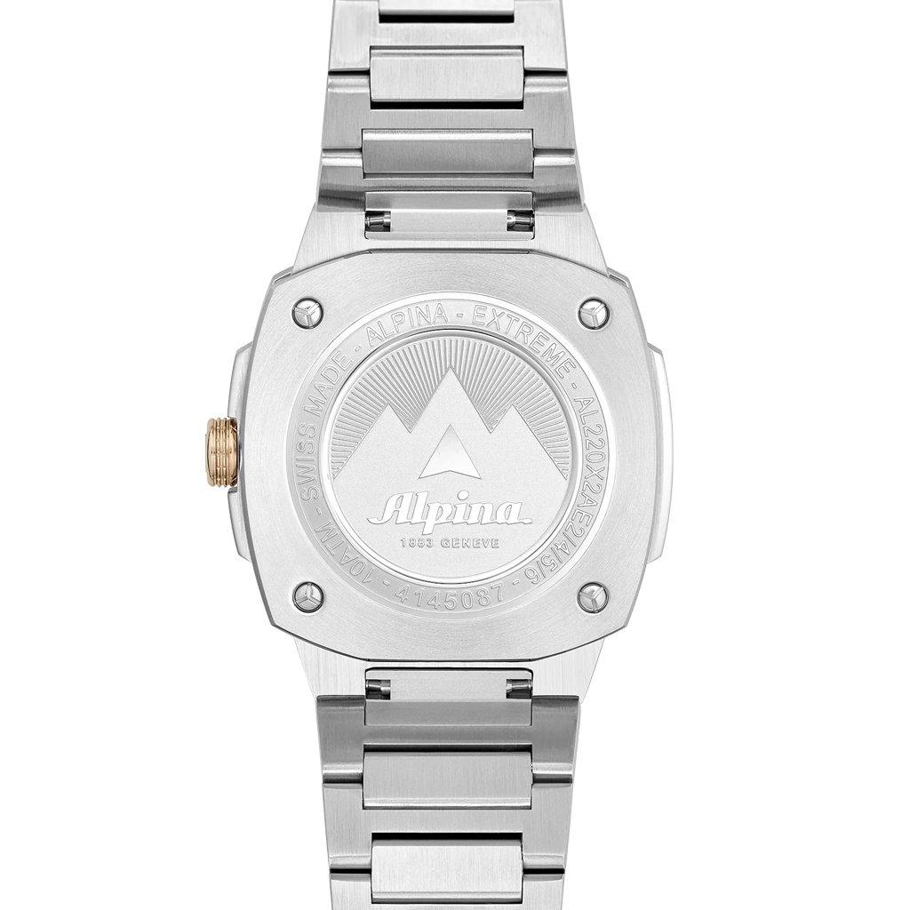 Alpiner Extreme har en 34 x 35,2 mm kasse i tofarget stål med en tofarget stållenke og kommer med quartzverk. Passer begge kjønn.