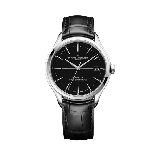 Baume & Mercier Clifton 10692 40 mm – elegant automatisk dressklokke med sølv/hvitt urskive, stållenke og klassisk sveitsisk design for tidløs stil.