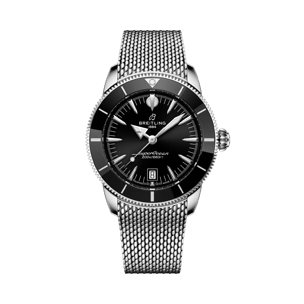 Superocean Heritage med sort skive, tre visere og stållenke. 78 timer gangreserve og 200 meter vanntett.