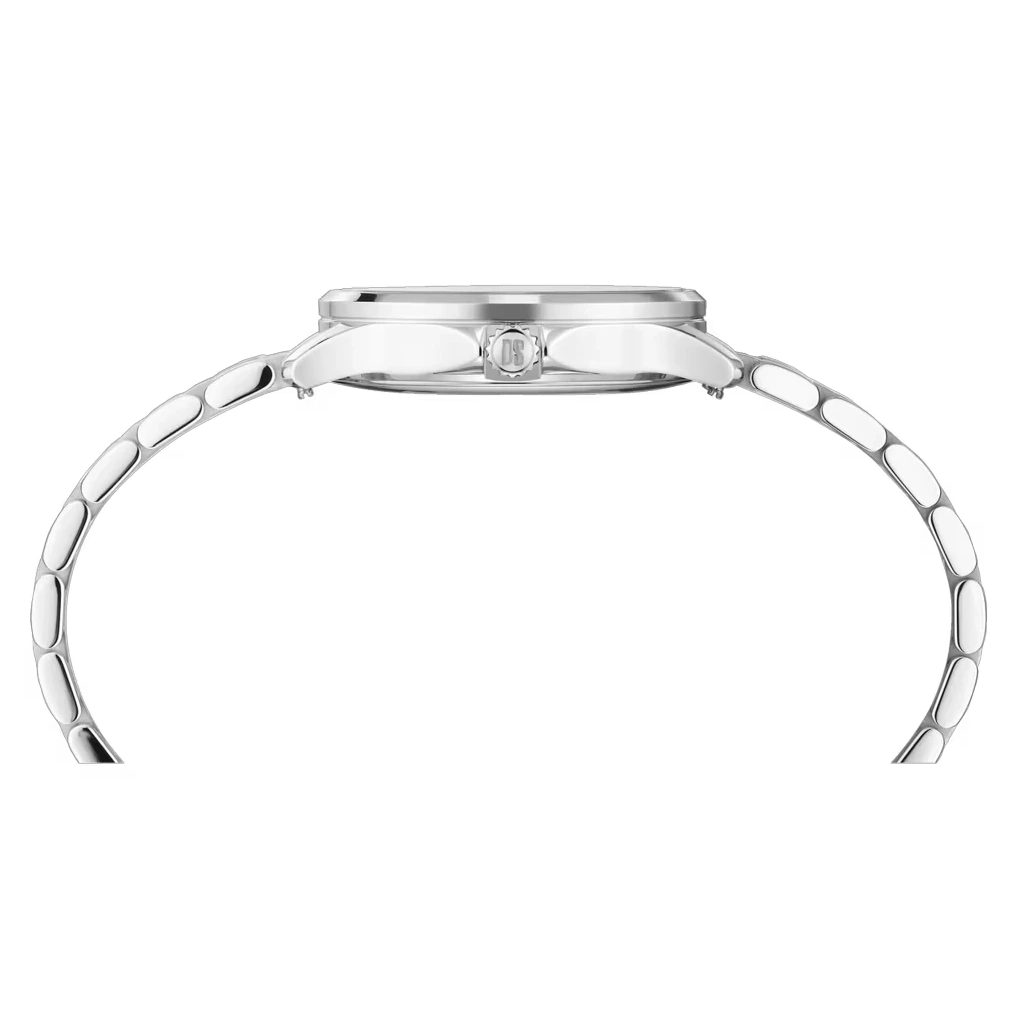 Certina DS-8 Lady C045.010.11.032.00 dameklokke på 31 mm med sølvfarget skive, skinnrem og quartzverk. 100 meter vanntett.