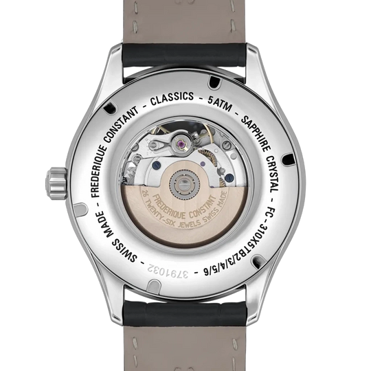 Frederique Constant Classics Heart Beat dressklokke til herre med hvit skive, romertall og automatisk verk. 