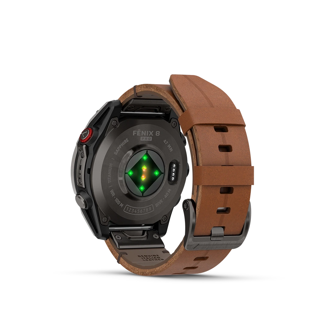 Garmin Fenix 8 Pro Premium - 47 mm, AMOLED Sapphire med opptil 15 dagers batteritid, skinnrem og silikonrem.