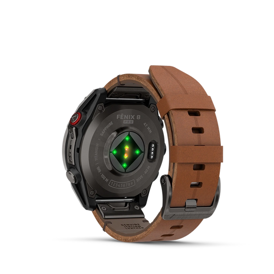 Garmin Fenix 8 Pro Premium - 47 mm, AMOLED Sapphire med opptil 15 dagers batteritid, skinnrem og silikonrem.