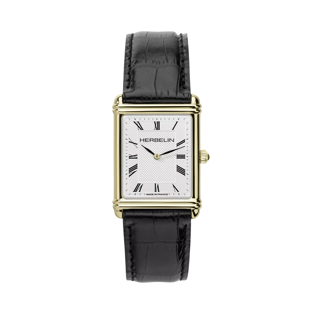Herbelin Art Deco er et klassisk og lekkert armbåndsur til herre med skinnrem. Klokken drives av et quartzverk og er vanntett ned til 50 meter. 