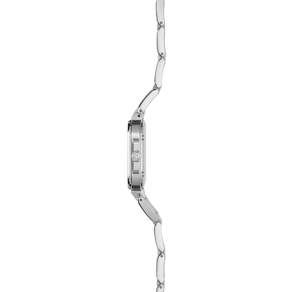 Herbelin Cap Camarat Square dameklokke i stål med champagnefarget skive, lenke og quartzverk.