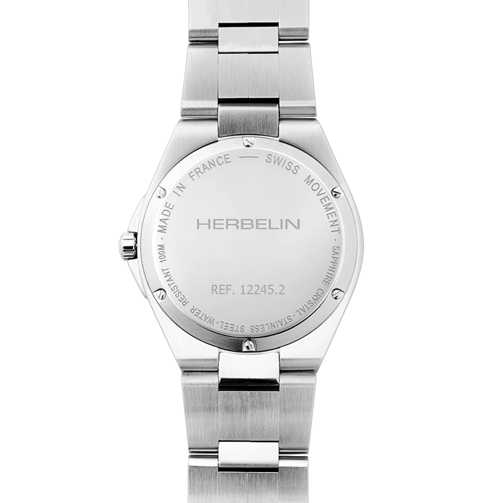 Herbelin Cap Camarat 12245B25 herreklokke på 40,5 mm med lysblå skive, kasse og lenke i stål og quartzverk.