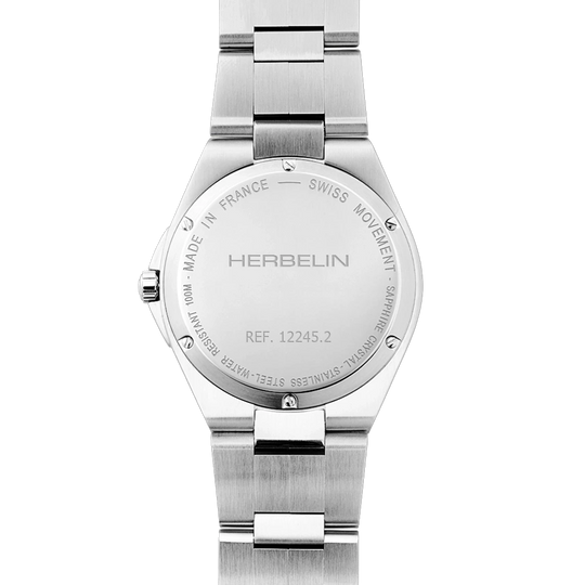 Herbelin Cap Camarat 12245B25 herreklokke på 40,5 mm med lysblå skive, kasse og lenke i stål og quartzverk.