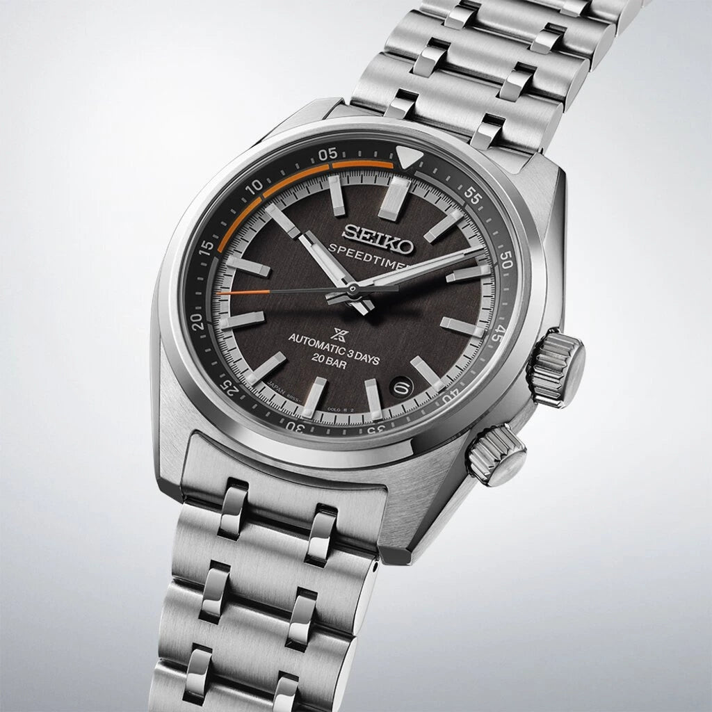 Seiko Prospex Speedtimer SPB515J1 herreklokke på 39,5 mm i stål med sort skive. 200 meter vanntett.