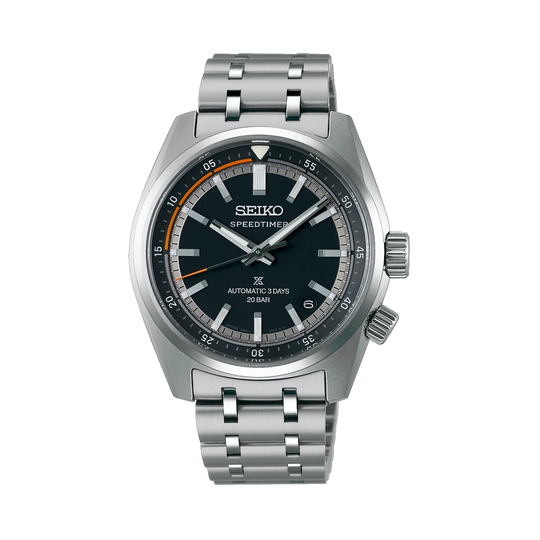 Seiko Prospex Speedtimer SPB515J1 herreklokke på 39,5 mm i stål med sort skive. 200 meter vanntett.