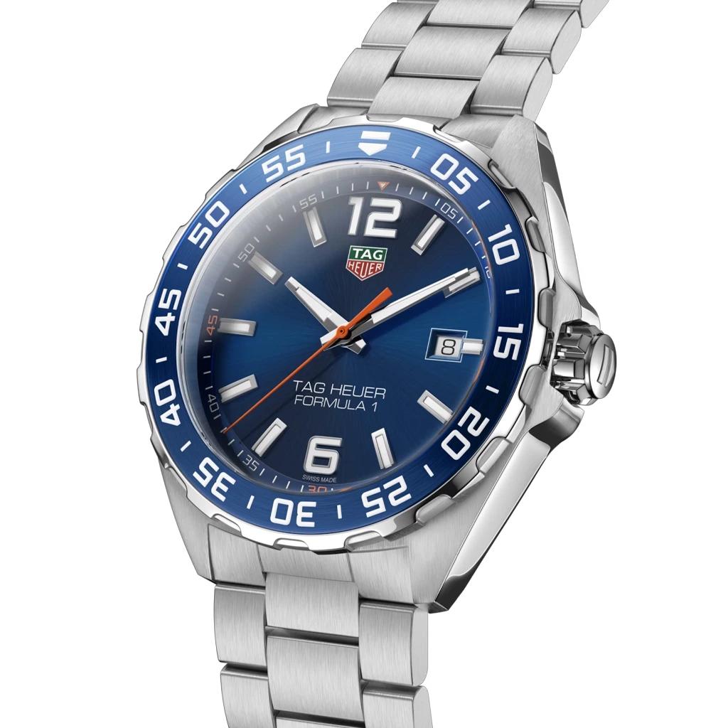 TAG Heuer Formula 1 Date WAZ1010.BA0842 herreklokke med kasse og lenke i stål og blå skive