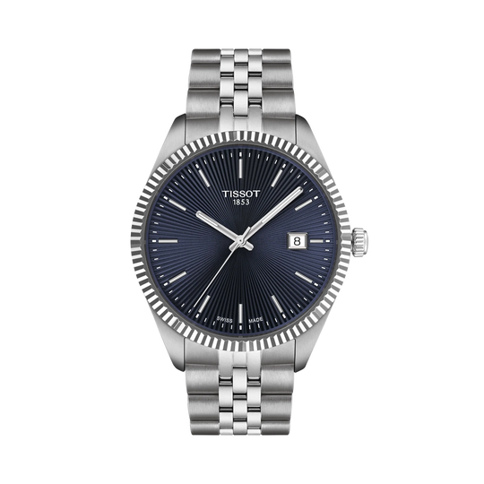 Tissot Ballade klokke til herre på 40 mm i stål med blå tallskive. 100 meter vanntett.