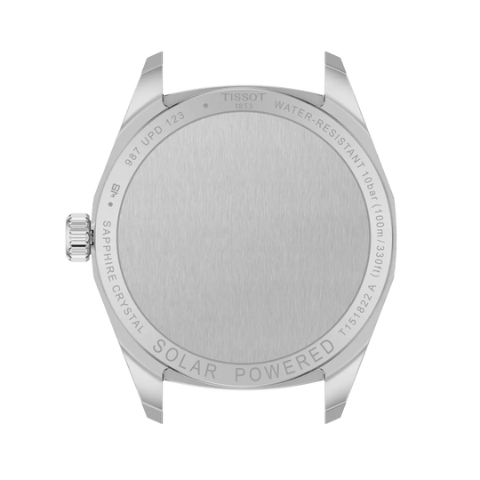 Tissot PRC 100 til dame på 34 mm i tofarget stål med hvit perlemorskive, lenke og quartzverk. 100 meter vanntett.