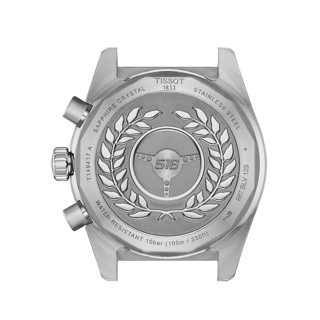 Tissot PR516 herreklokke med chronogrpah på 40 mm med blå skive, kasse og lenke i stål. 100 meter vanntett.