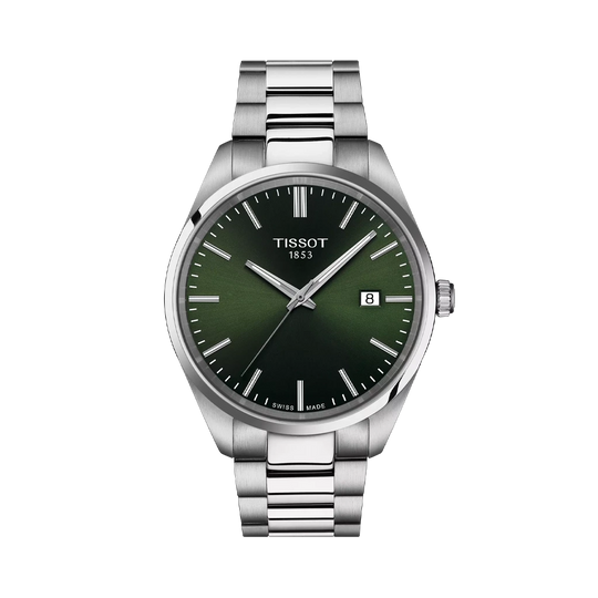 Tissot PR 100 T150.410.11.091.00 herreklokke på 40 mm i stål med grønn skive og quartzverk. 