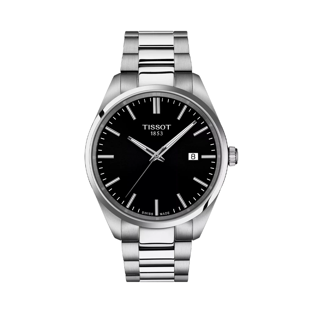 Tissot PR 100 T150.410.11.051.00 herreklokke i stål med quartzverk og sort skive.