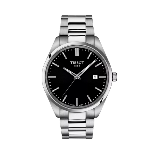 Tissot PR 100 T150.410.11.051.00 herreklokke i stål med quartzverk og sort skive.