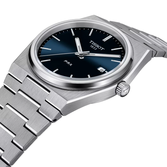 Tissot PRX T137.410.11.041.00 herreklokke i stål med quartzverk og blå skive