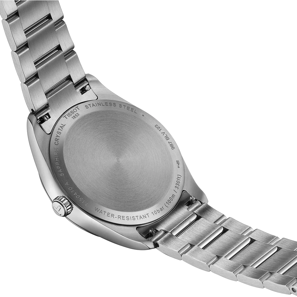 Tissot PR 100 T150.410.11.041.00 herreklokke med quartzverk, blå skive og kasse og lenke i stål. 