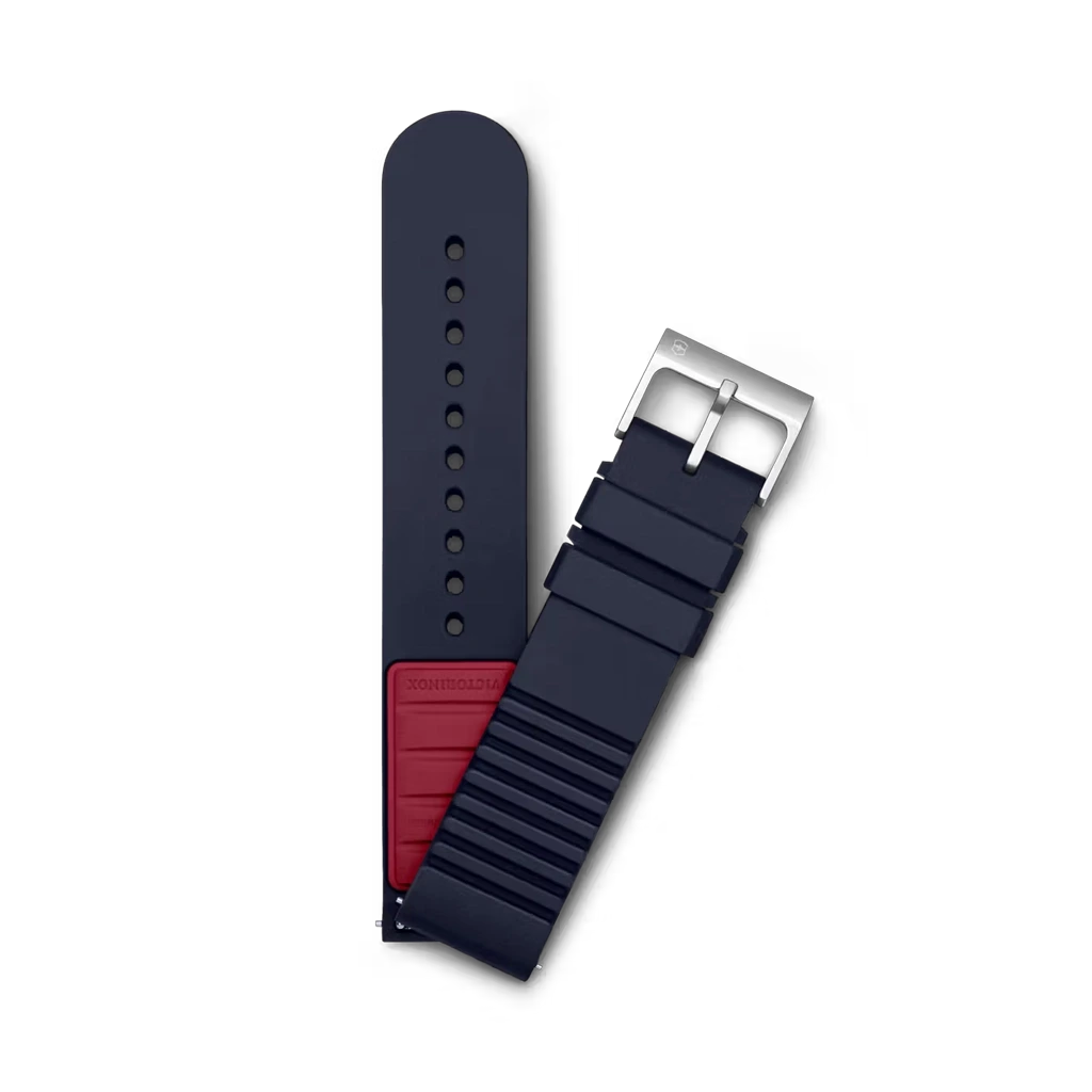 Victorinox gummirem D1 V.60027 - 21 mm i blå med rød bakside med luftpolstring. 