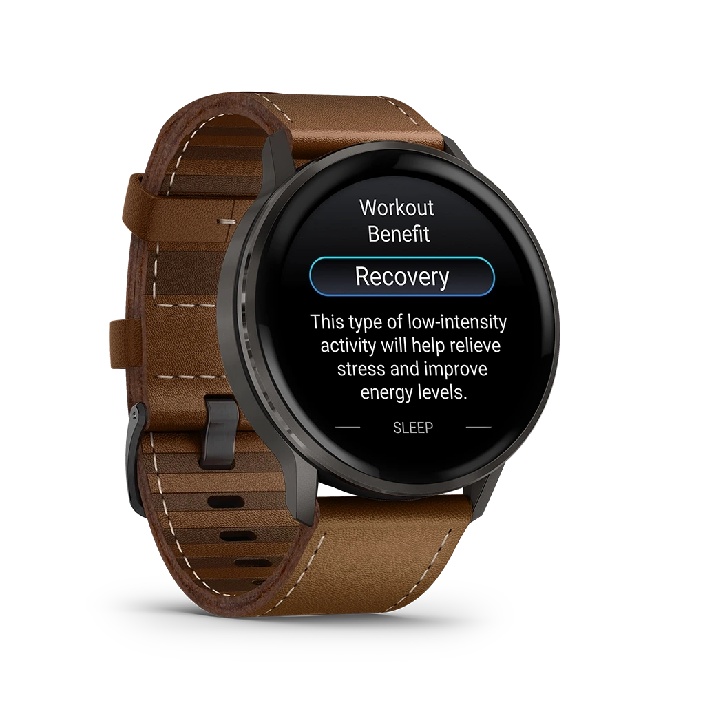 Garmin Venu 4 - 45 mm 010-03014-03 til herre i stål med AMOLED-skjerm, skinnrem og ekstra silikonrem. Opptil 12 dagers batteritid.