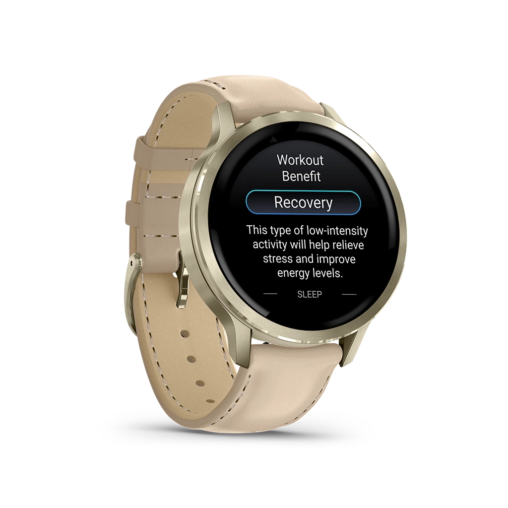 Garmin Venu 4 - 41 mm 010-03013-03 i stål med AMOLED-skjerm, skinnrem og ekstra silikonrem. Opptil 10 dager batteritid.