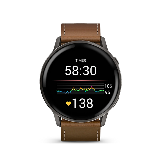Garmin Venu 4 - 45 mm 010-03014-03 til herre i stål med AMOLED-skjerm, skinnrem og ekstra silikonrem. Opptil 12 dagers batteritid.