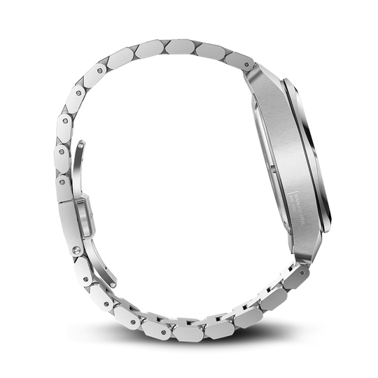 Victorinox I.N.O.X. herreklokke på 41 mm med quartzverk, kasse og lenke i stål og sort skive.
