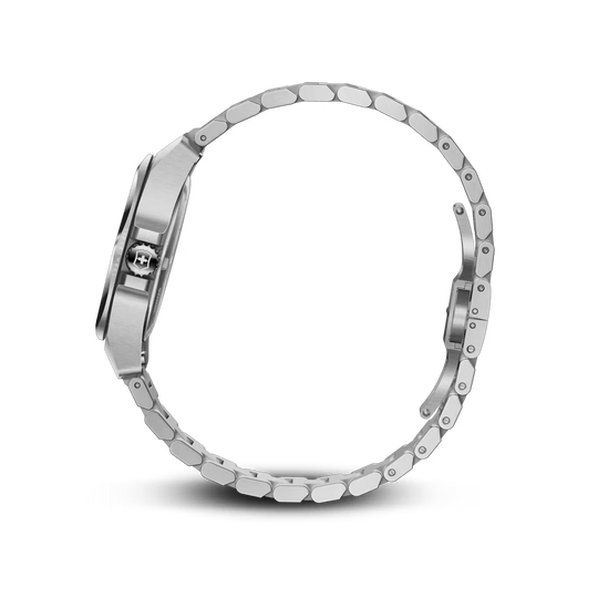 Victorinox I.N.O.X. Small dameklokke med quartzverk, blå skive, kasse og lenke i stål. 100 meter vanntett.