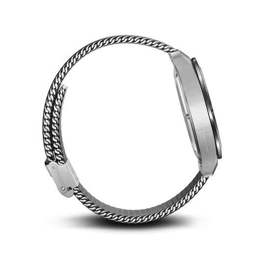 Victorinox Swiss Army 242043 er en herreklokke med quartzverk, sort skive og stållenke. 