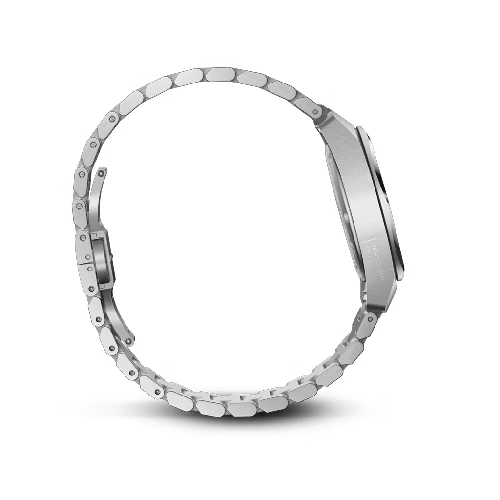 Victorinox I.N.O.X. Small dameklokke med quartzverk, blå skive, kasse og lenke i stål. 100 meter vanntett.