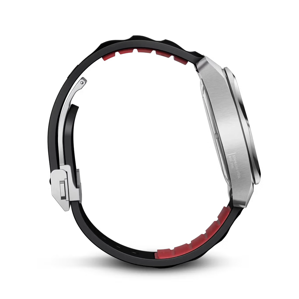 Victorinox I.N.O.X. Automatic herreklokke med sort skive, kasse i stål og gummirem. 200 meter vanntett.