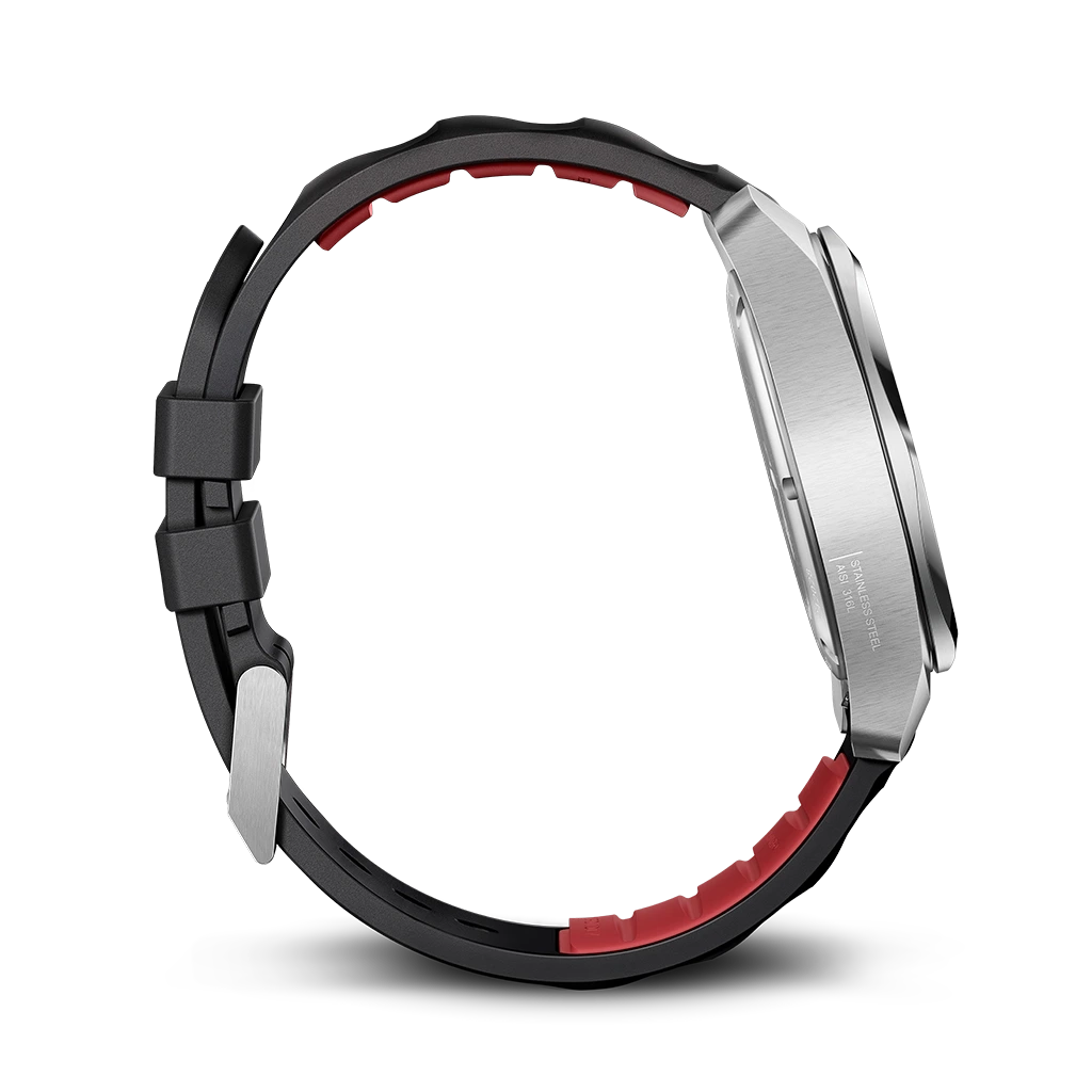 Victorinox I.N.O.X. herreklokke på 43 mm med quartzverk, sort skive, kasse i stål og gummirem.