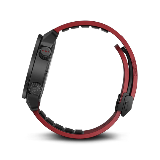 Victorinox Air Pro GMT Automatic herreklokke på 43 mm med GMT-funksjon, sort skive og kasse og gummirem. 