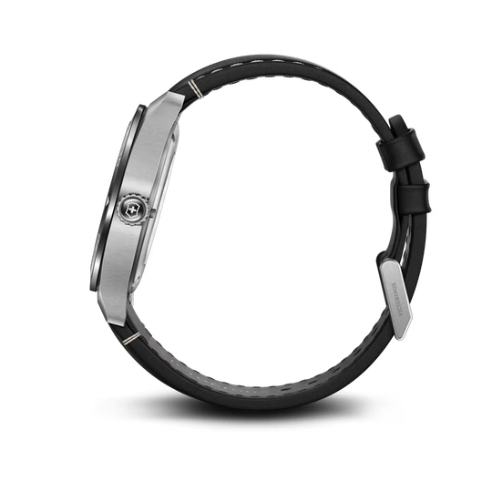 Victorinox Swiss Army Automatic herreklokke med sort skive, kasse i stål og sort skinnrem. 100 meter vanntett.