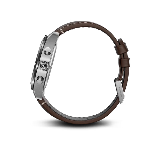 Victorinox Swiss Army Chronograph herreklokke meed quartzverk, sort skive med kronografer og brun skinnrem.