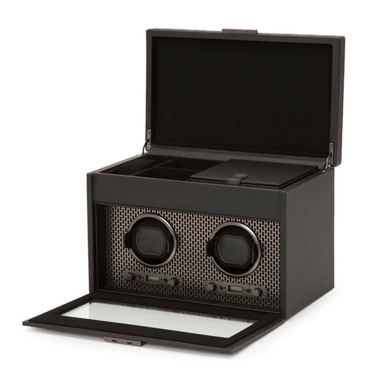 Wolf Axis Double Watch winder with storage - 469303 - urmakerlarsen.no