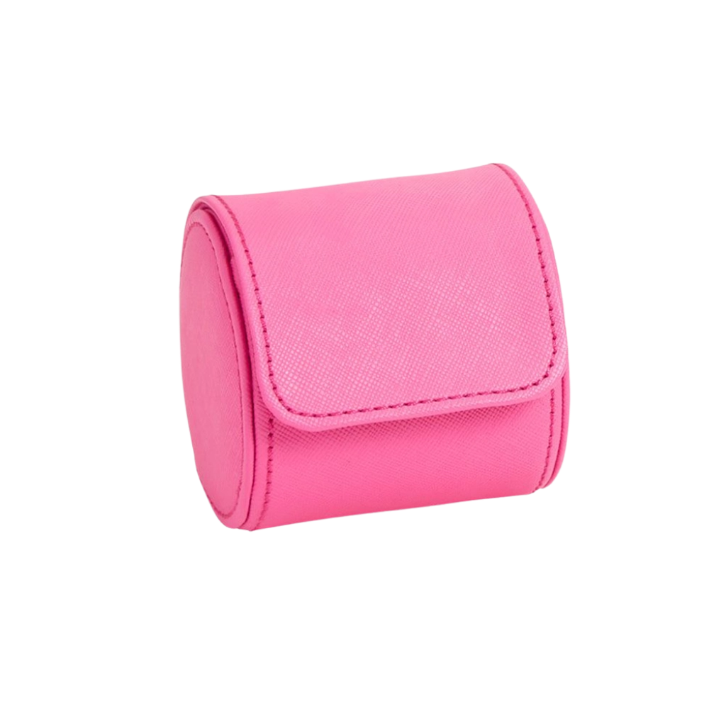 Beskytt klokkene dine med stil mens du reiser med Tutti Frutti Single Watch Roll i rosa. Perfekt for reise og hjemmebruk. Kommer med justerbart lokk.