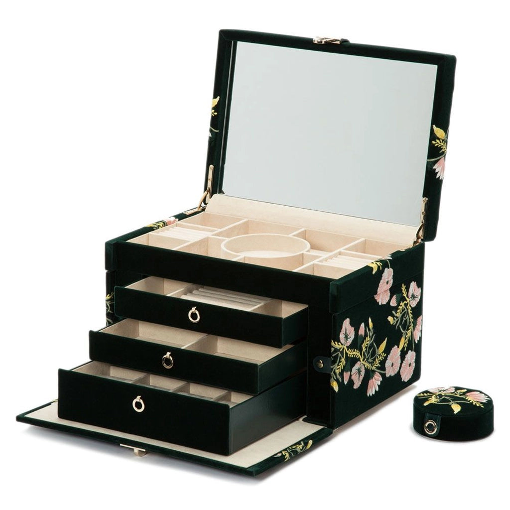 WOLF Zoe Large Jewelry Box Forest Green - 393012 - urmakerlarsen.no